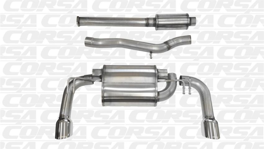 CORSA Performance 14858 Corsa 2008-2015 Mitsubishi Lancer Evolution X Sedan 2.0L Polished Sport Dual Rear Cat-Back Exhaust