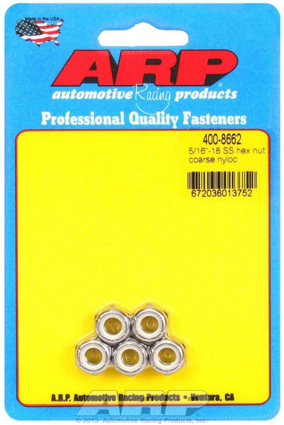 ARP ARP400-8662 S/S Hex Nyloc Nuts 5/16-18 (5)