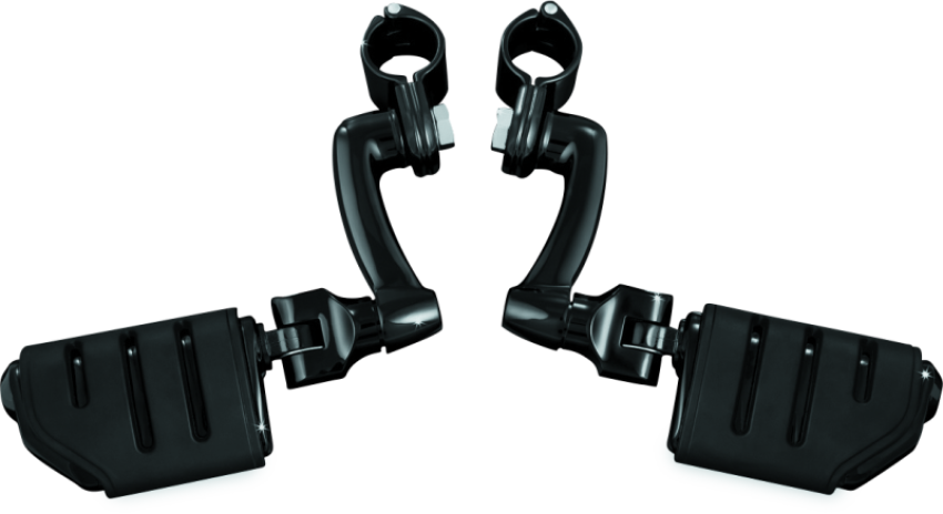 Kuryakyn 7599 Longhorn Trident Offset Highway Pegs With 1-1/4 in Clamps Black