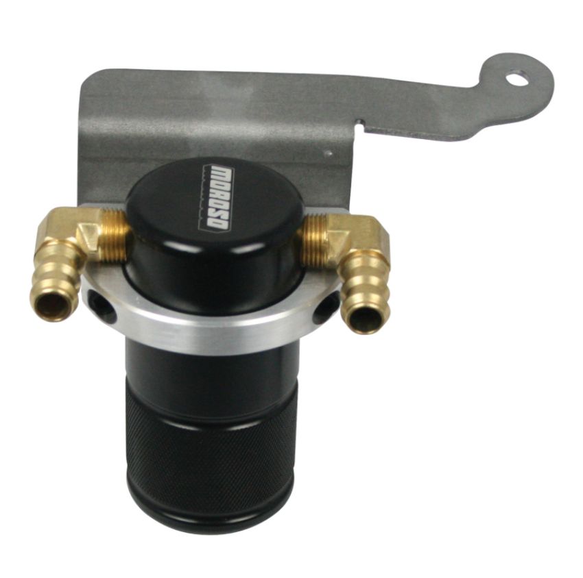 Moroso 85629 11-14 Ford Mustang GT Air/Oil Separator Catch Can - Small Body - Billet Aluminum - Black