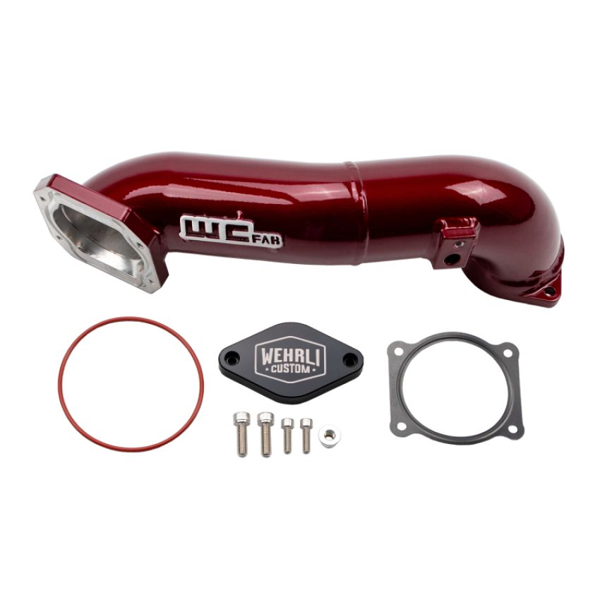Wehrli WCF100328-RED 11-16 LML Duramax Passenger Side Upper Crossover Intercooler Pipe Kit - WCFab Red