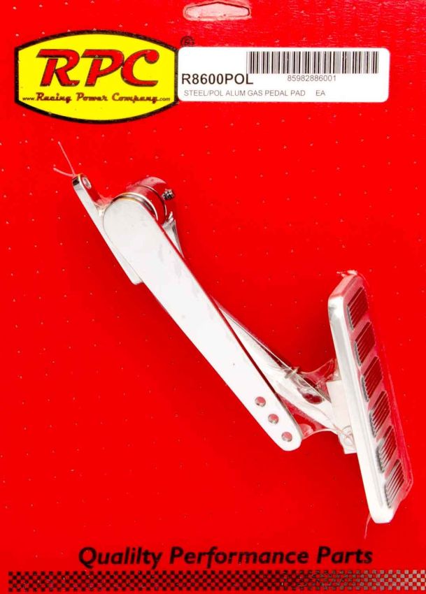 RACING POWER CO-PACKAGED RPCR8600POL Polished Alum Pad Steel Arm Gas Pedal