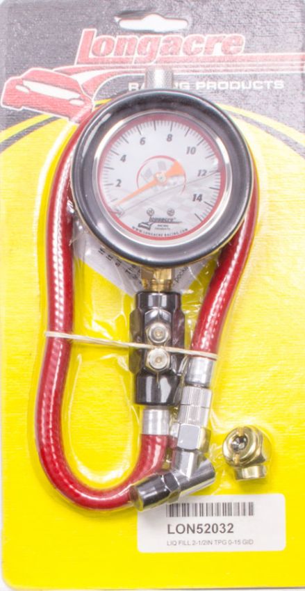 LONGACRE LON52-52032 Tire Gauge 0-15PSI 2.5in GID Dual Bleed