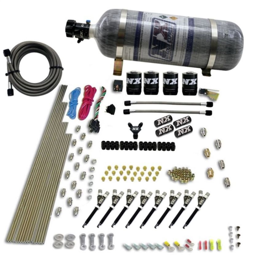 Nitrous Express 80019-12 8 CYL VXL DIRECT PORT, 4 SOLENOIDS (200-500HP JETTING) W/ 12LB BOTTLE