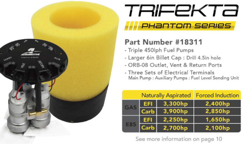 AEROMOTIVE AFS18311 Phanton Trifekta Fuel Pump 450LPH