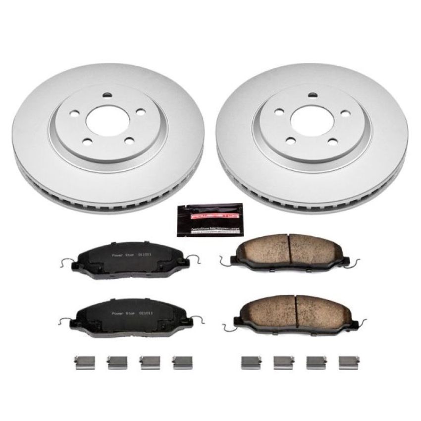 PowerStop CRK1380 Genuine Geomet Coated Rotor and Low-Dust Ceramic Brake Pad Kit