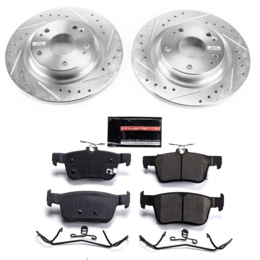 PowerStop K7934 Z23 Daily Driver Carbon-Fiber Ceramic Brake Pad and Drilled & Slotted Rotor Kit