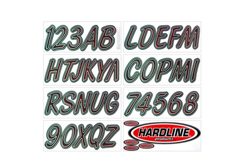 Hardline RUBKG400 Boat Lettering Registration Kit 3 in. - 400 Burgundy/Black