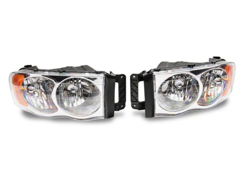 Raxiom R118008 02-05 Dodge RAM 1500 Axial Series OEM Style Rep Headlights- Chrome Housing (Clear Lens)