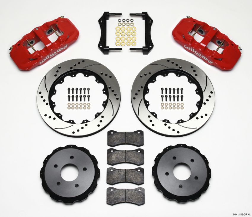 Wilwood 140-11119-DR AERO4 Rear Kit 14.00in Drilled Red 97-04 Corvette C5/Z06 05-13 C6
