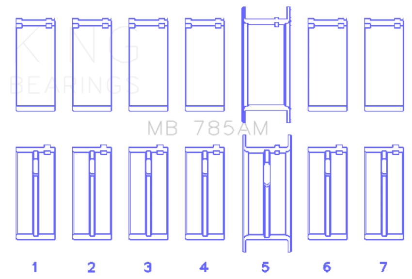 King Engine Bearings MB785AM020 King Ford 200 3.3L 12V (Size +0.20) Main Bearing Set