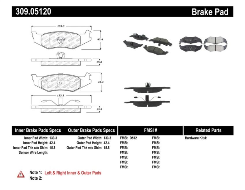 Stoptech 309.05120 Performance Brake Pads