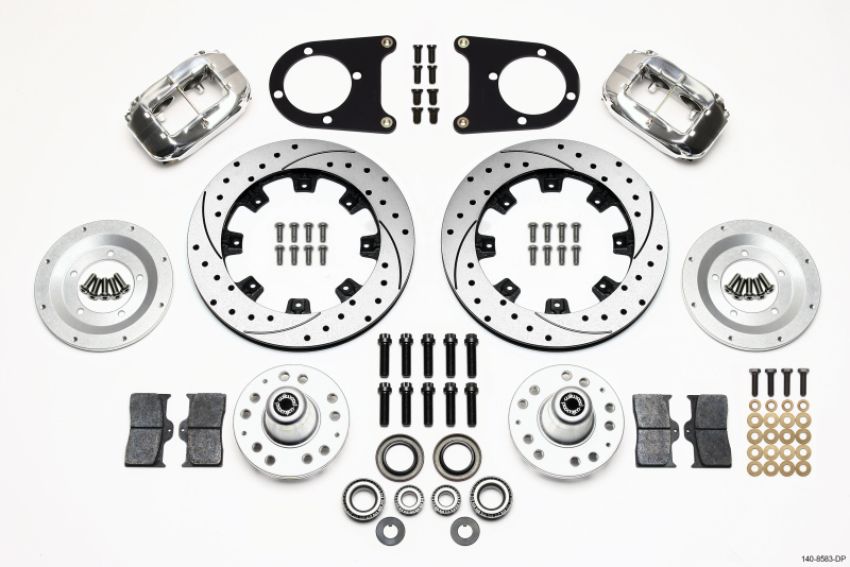 Wilwood 140-8583-DP Forged Dynalite Front Kit 12.19in Drilled Polished 37-48 Ford Psgr. Car Spindle