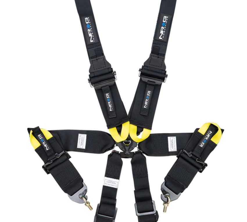 NRG SBH-HRS6PCBK FIA 6pt 2in. Shoulder Belt for HANS Device/ Rotary Cam Lock Buckle/ 3in. Waist Belt - Black
