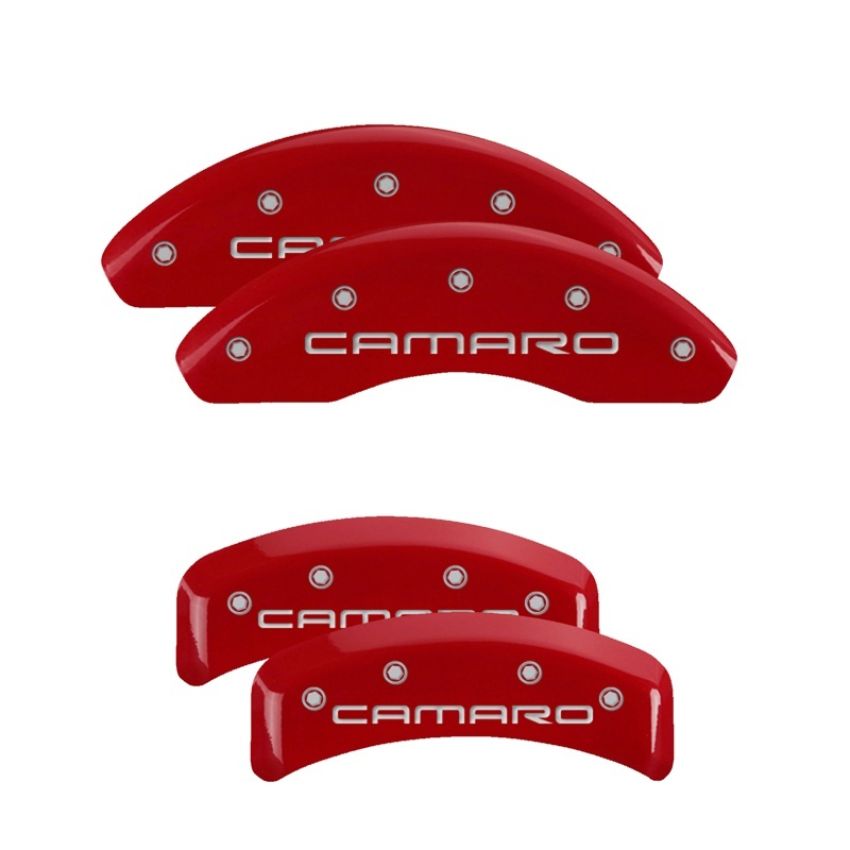 MGP 14026SCA4RD 4 Caliper Covers Engraved Front & Rear Gen 4/Camaro Red finish silver ch