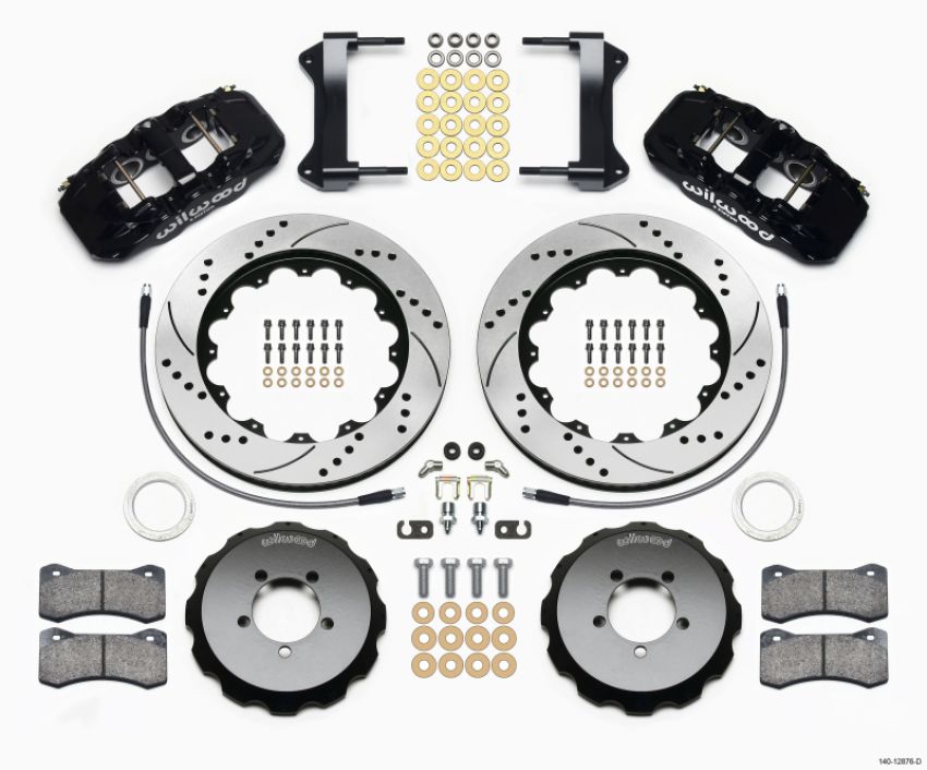Wilwood 140-12876-D AERO6 Front Hat Kit 14.00 Drilled 1999-2012 Subaru WRX w/Lines