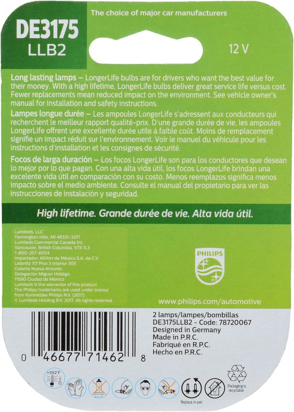 Philips DE3175LLB2 Philips LongerLife Miniature DE3175LL