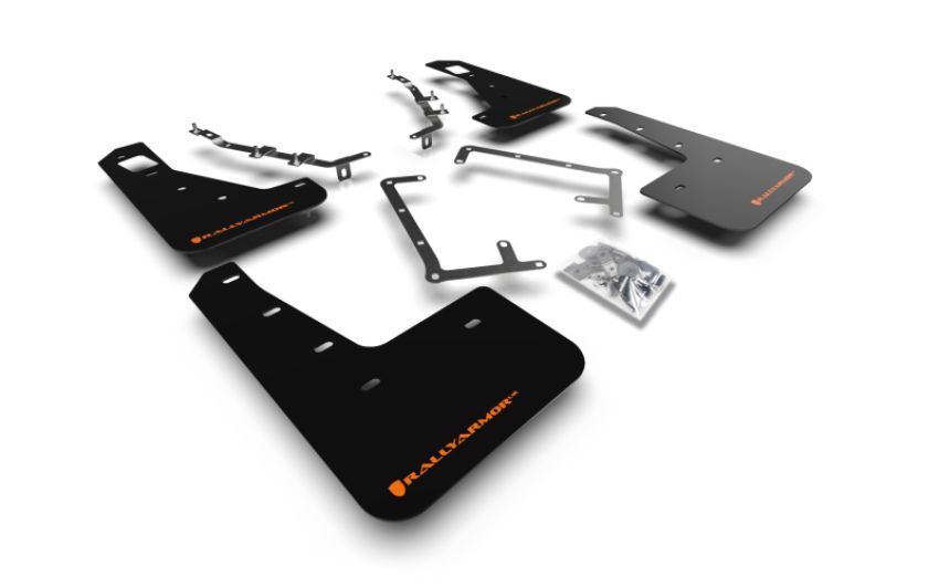 Rally Armor MF56-UR-BLK/OR Black Mud Flap/Orange Logo