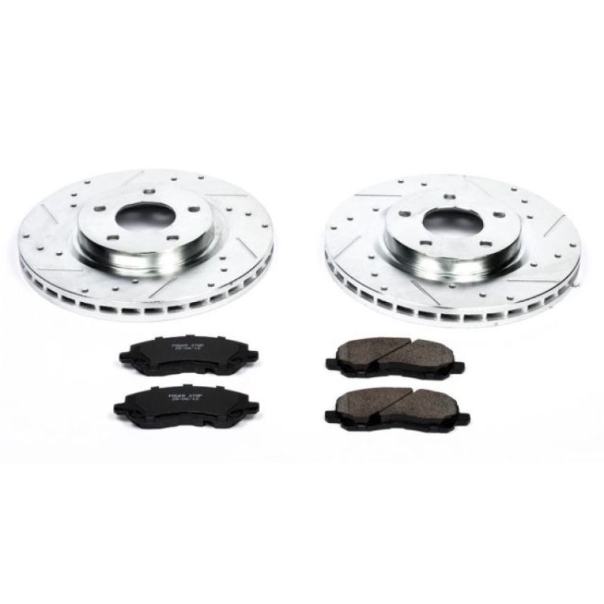 PowerStop K3032 Z23 Daily Driver Carbon-Fiber Ceramic Brake Pad and Drilled & Slotted Rotor Kit