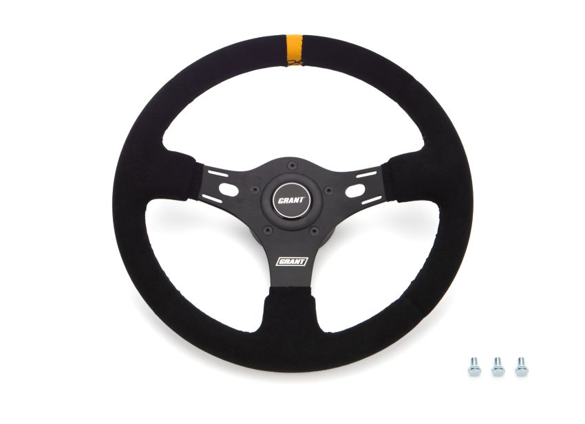 GRANT GRT1080 13in Yellow Stripe Race Steering Wheel Suede