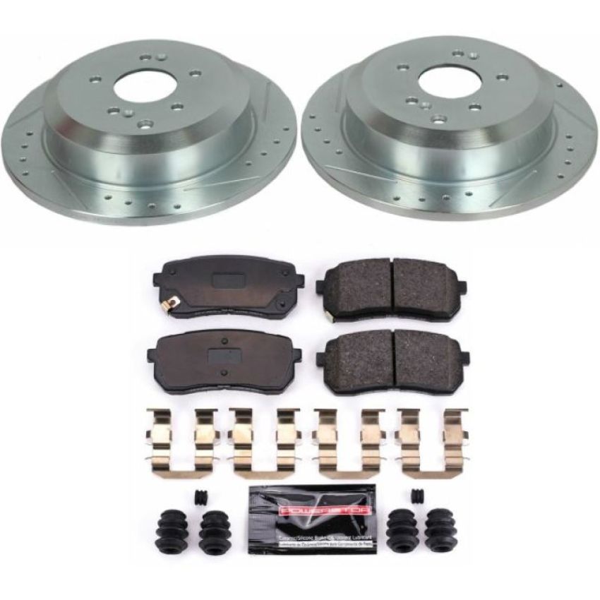 PowerStop K5920 Z23 Daily Driver Carbon-Fiber Ceramic Brake Pad and Drilled & Slotted Rotor Kit