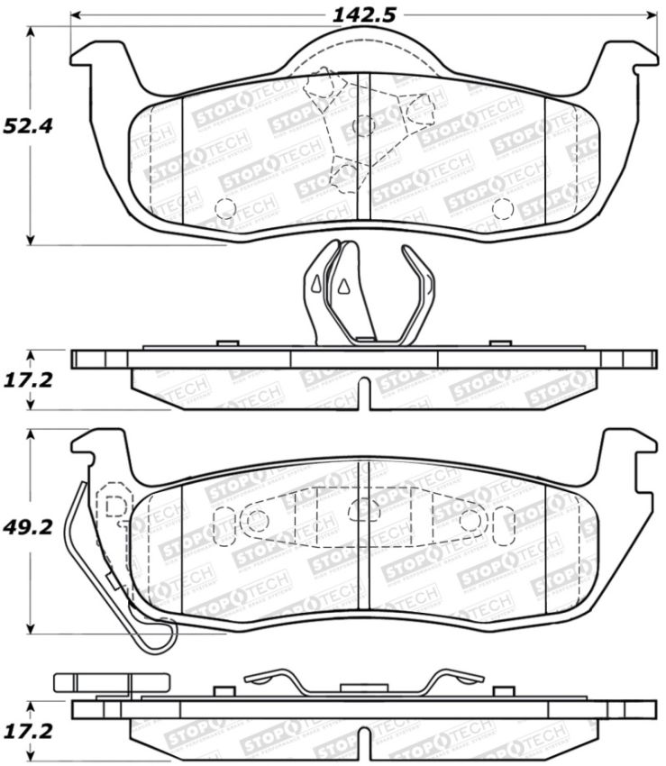 Stoptech 309.10870 Sport Brake Pads w/Shims and Hardware - Rear