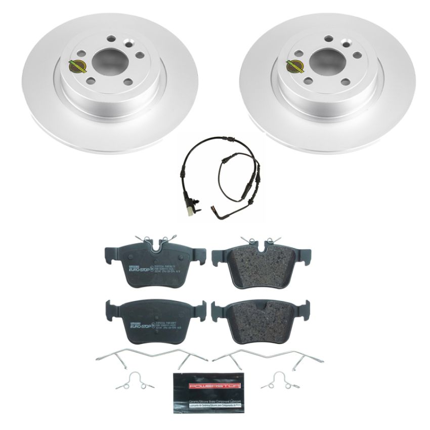 PowerStop ESK7994 Genuine Geomet Coated Rotors, ECE-R90 Brake Pads + Hardware Kit