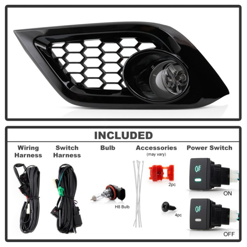 SPYDER 5086372 OEM Fog Light W/OEM Style Switch - Clear