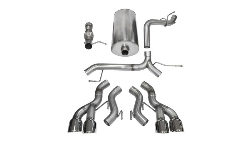 CORSA Performance 14886 Corsa 2012-2014 Cadillac Escalade DUB 6.2L V8 Polished Sport Cat-Back Exhaust