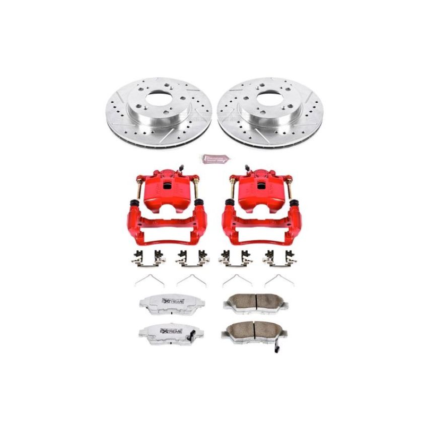 PowerStop KC2386-26 Z26 Street Performance Ceramic Brake Pad, Drilled Slotted Rotor, and Caliper Kit
