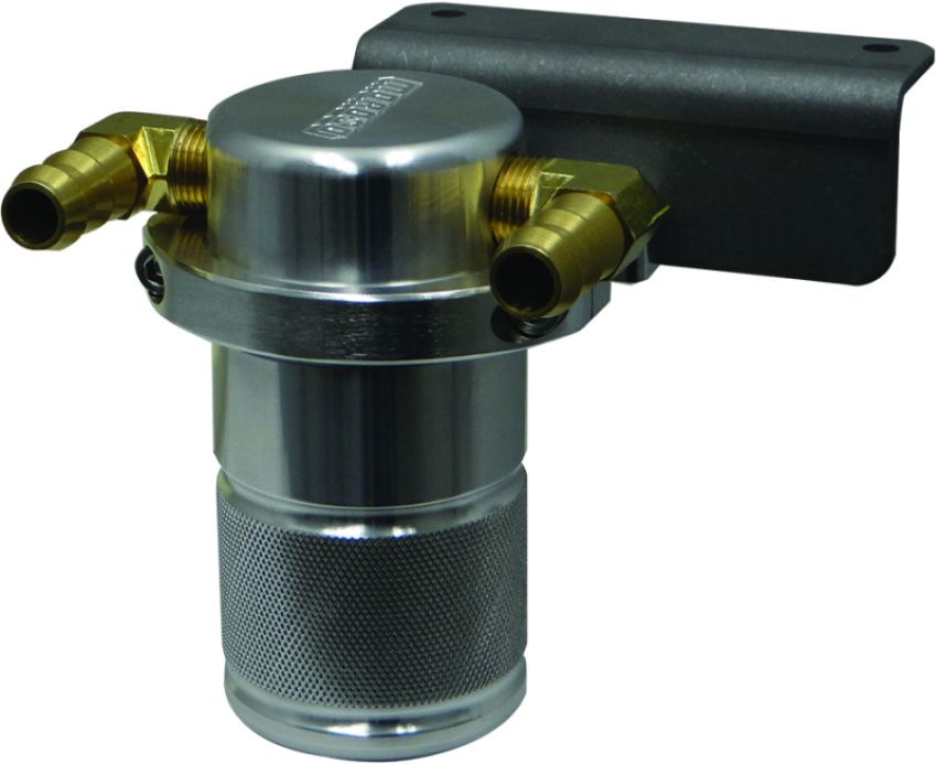 Moroso 85702 15-19 Dodge Charger/Challenger Hellcat Air/Oil Separator Catch Can - Small Body - Billet Alum