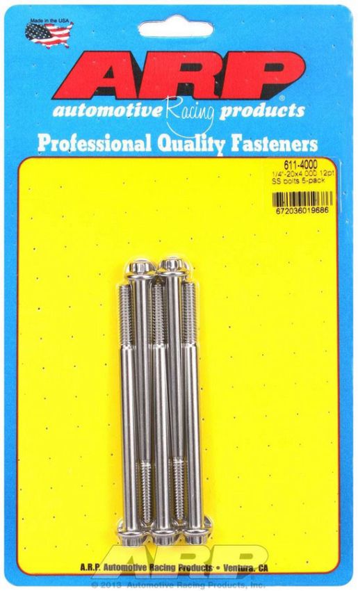 ARP ARP611-4000 S/S Bolt Kit - 12pt. (5) 1/4-20 x 4.000