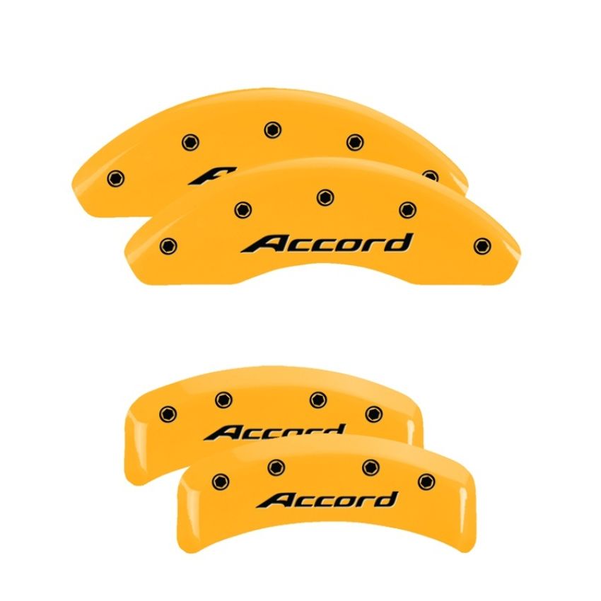 MGP 20130SACCYL 4 Caliper Covers Engraved Front Accord Engraved Rear Accord Yellow finish black ch