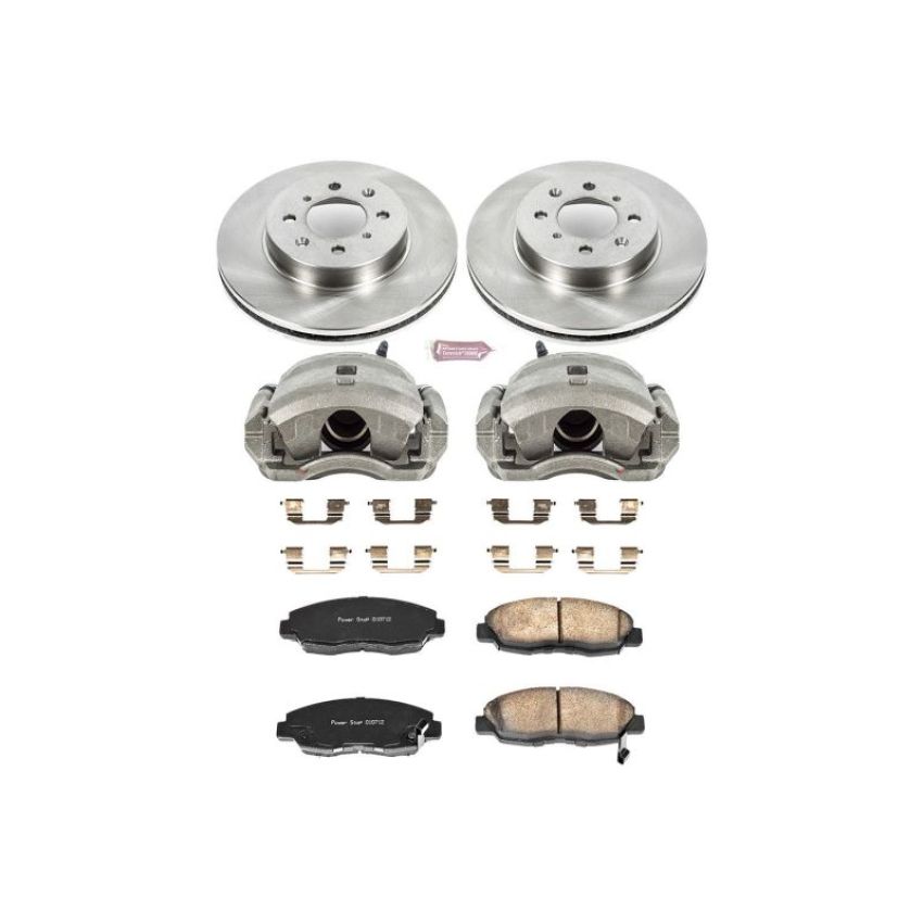 PowerStop KCOE690A OE Stock Replacement Low-Dust Ceramic Brake Pad, Rotor and Caliper Kit