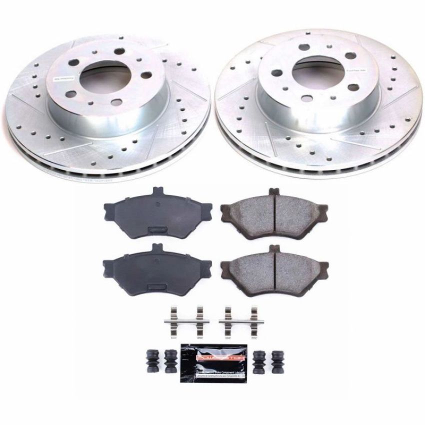 PowerStop K2917 Z23 Daily Driver Carbon-Fiber Ceramic Brake Pad and Drilled & Slotted Rotor Kit