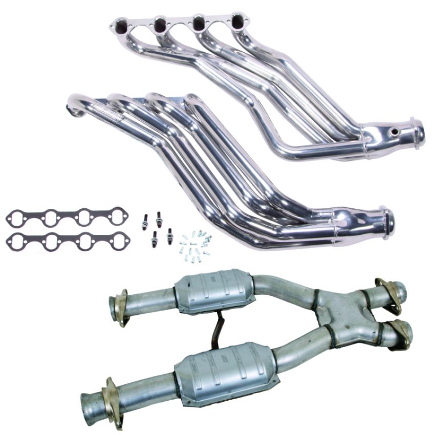 BBK 15693 86-93 Ford Mustang 1-3/4 Long Tube 351 Swap Headers w/High Flow Catted X-Pipe (Silver Ceramic)