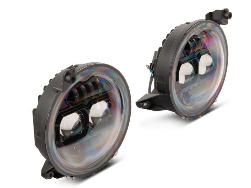 Raxiom J171705 18-23 Jeep Wrangler JL Axial Series 9-In Angel Eye LED Headlights- Blk Housing (Clear Lens)