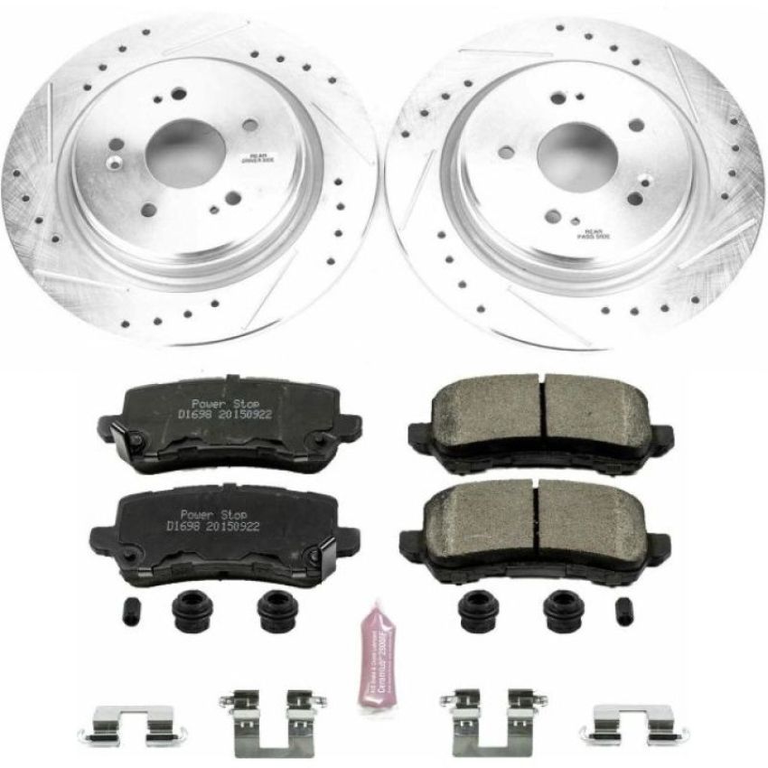 PowerStop K7216 Z23 Daily Driver Carbon-Fiber Ceramic Brake Pad and Drilled & Slotted Rotor Kit