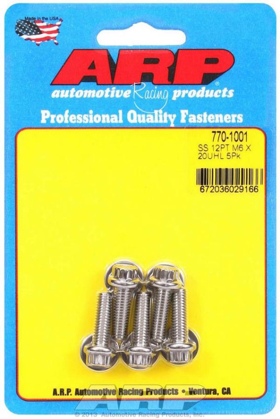 ARP ARP770-1001 S/S Bolt Kit - 12pt. (5) 6mm x 1.00 x 20