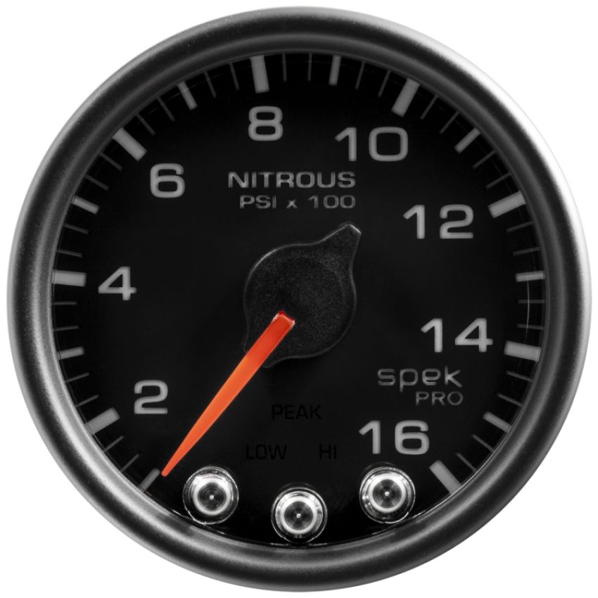 AutoMeter P32032 Spek-Pro Gauge Nitrous Press 2 1/16in 1600psi Stepper Motor W/Peak & Warn Blk/Blk