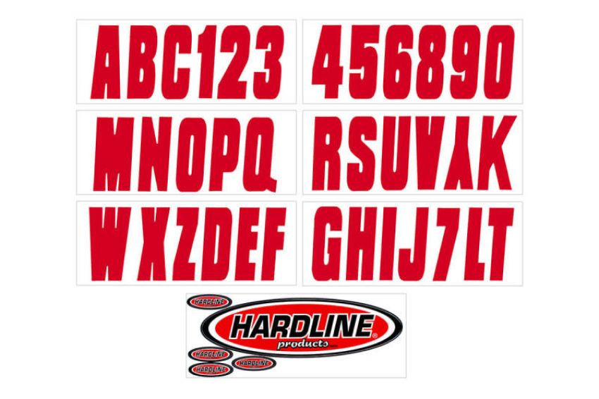 Hardline RED350EC Boat Lettering Registration Kit 3 in. - 350 Red Solid