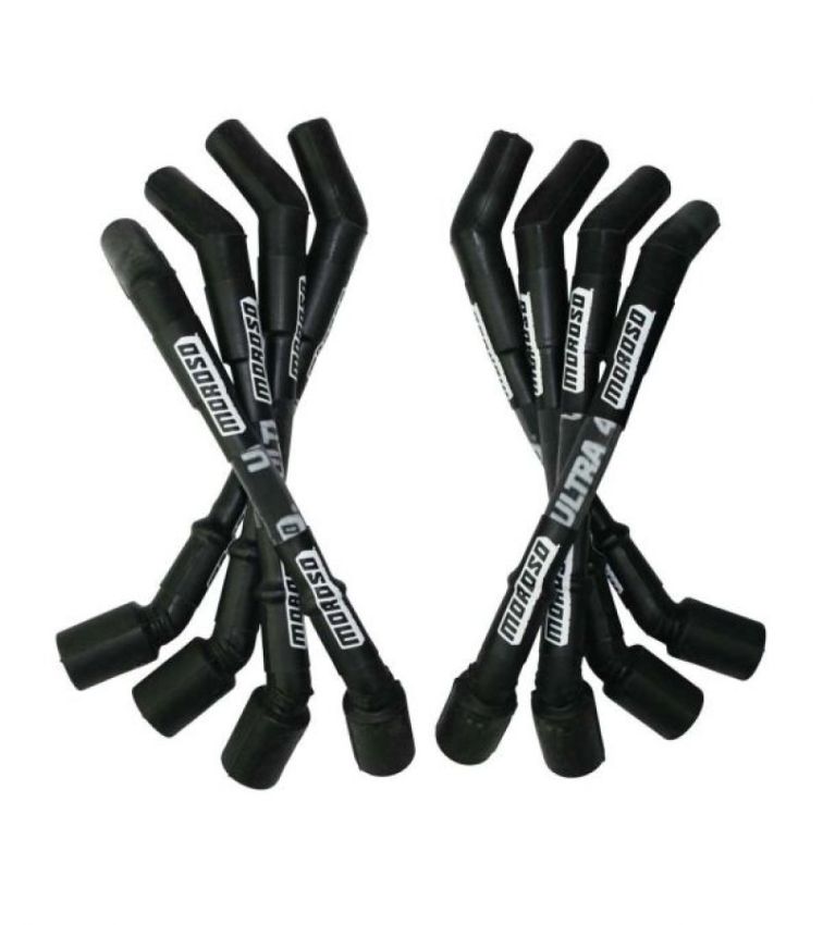 Moroso 73850 GM LS Ultra 40 Custom Fit  Sleeved Ignition Wire Set 8in 135 Deg Boots - Black