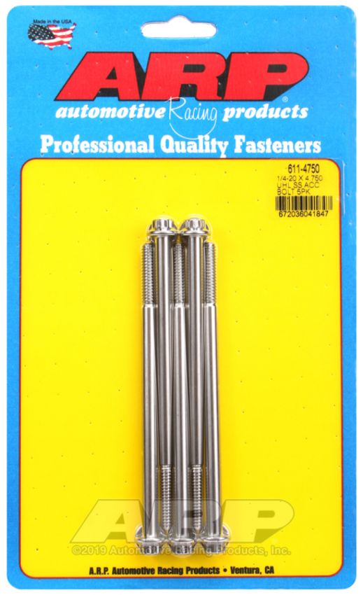 ARP ARP611-4750 S/S Bolt Kit - 12pt. (5) 1/4-20 x 4.750