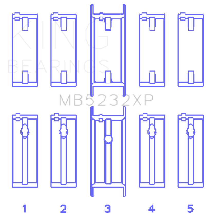 King Engine Bearings MB5232XP0.5 Nissan CA16DET/CA18DET/CA20ET (Size +0.50mm) Main Bearing Set