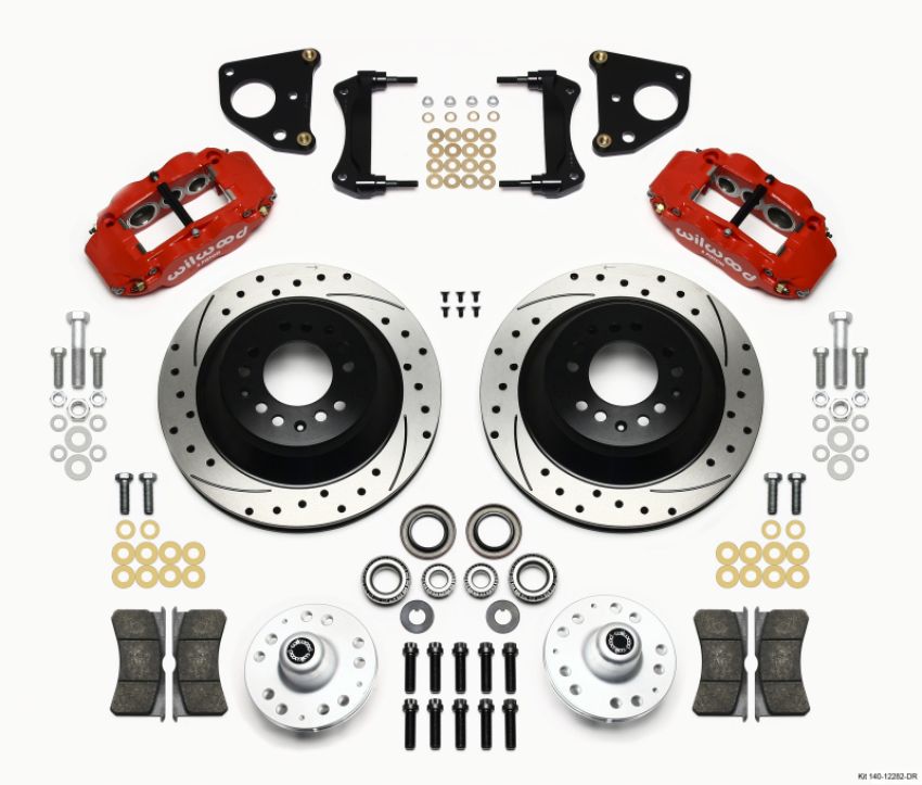 Wilwood 140-12282-DR Narrow Superlite 6R Front Hub & 1PC Rtr Kit 12.88in Dril -Red 62-72 CDP B & E Body-Drum