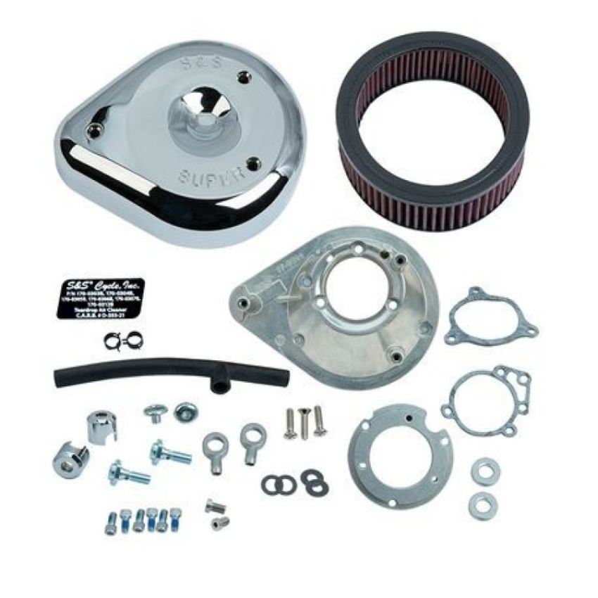 S&S Cycle 170-0305B 08-16 Touring Stock Bore Throttle By Wire Teardrop Air Cleaner Kit - Chrome