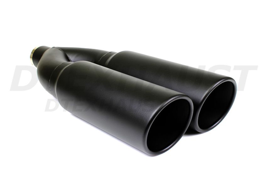 Different Trend Black Powder Coated 4″ Dual Double Wall Rolled Slant DT-30038DLBK