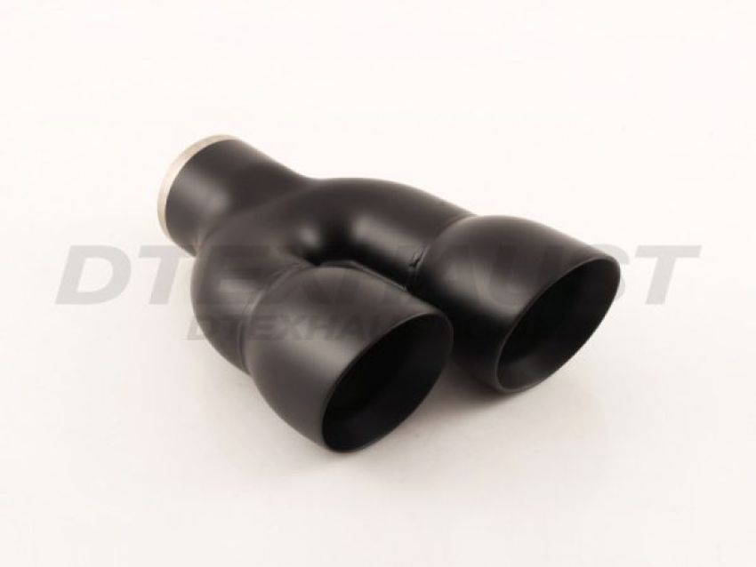 Different Trend Black Powder Coated Dual 3″ Double Wall Staggered Angle Tip DT-24096LBK