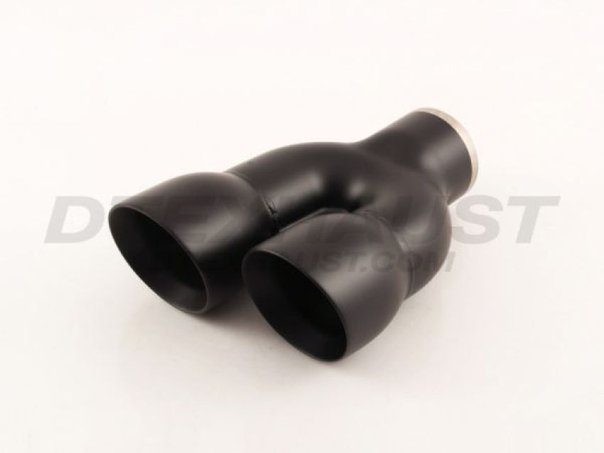 Different Trend Black Powder Coated Dual 3″ Double Wall Staggered Angle Tip DT-24096RBK