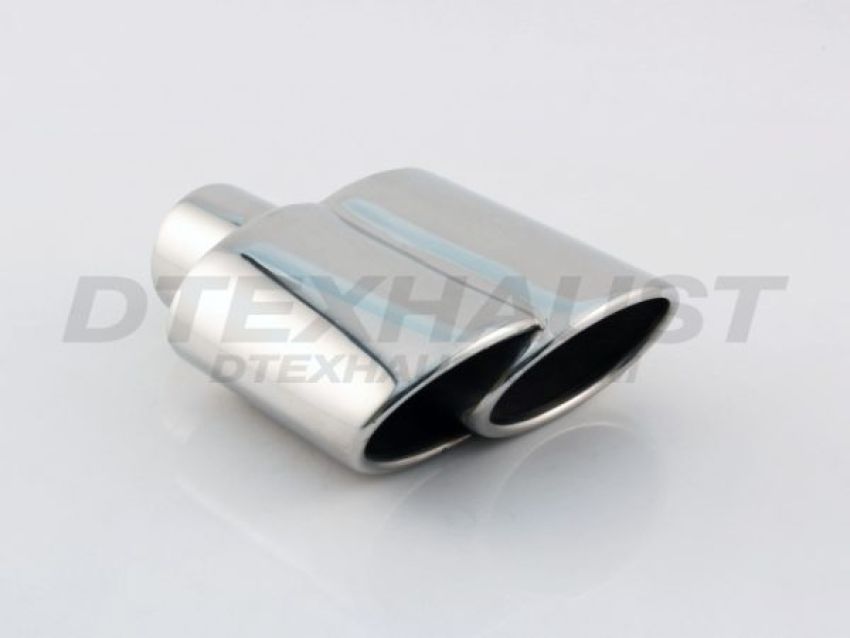 Different Trend Hi-Polished Tips Dual Oval Round Double Wall Rolled Slant (driver Side) DT-24128L